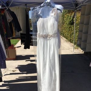 One shoulder embellished Ivory long dress